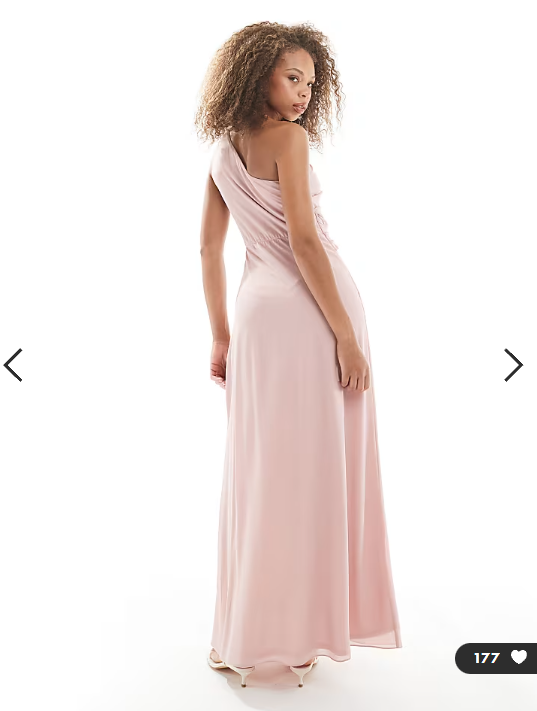 TFNC Bridesmaids one shoulder drape front maxi dress in mauve pink