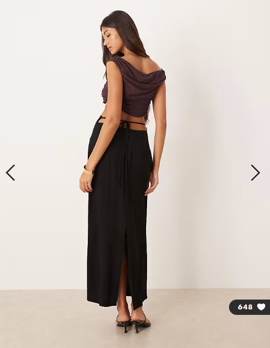 ASOS DESIGN tailored midi pencil skirt with tie back detail in black