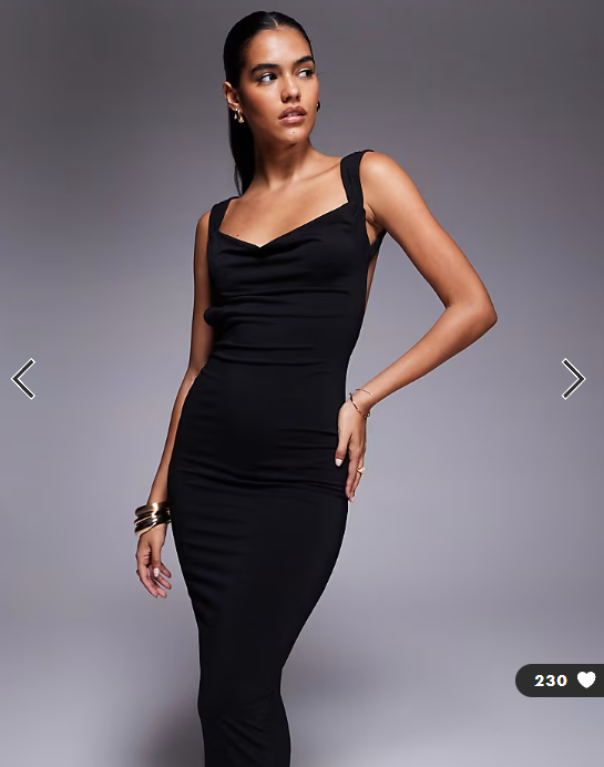 Tiger Mist Morana cowl neck open scoop back maxi dress in black