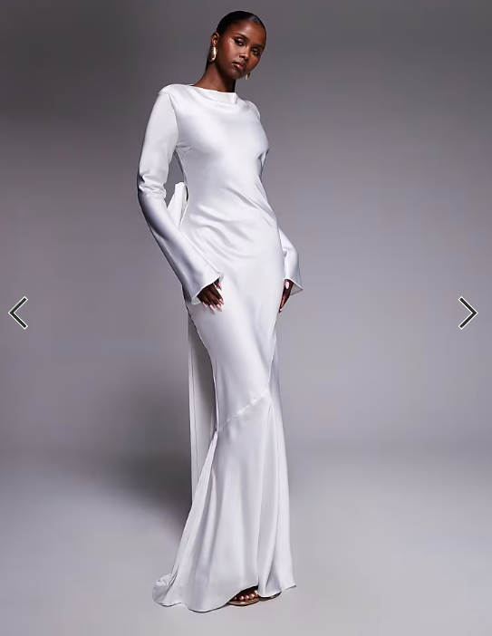Daska satin maxi dress with exaggerated bow back in ivory