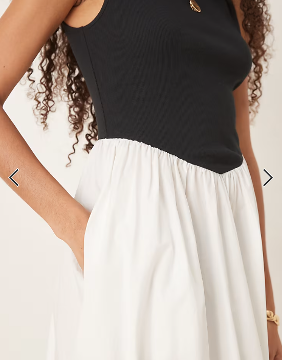 Nobody's Child Verity drop hem mono contrast midi dress in black and white