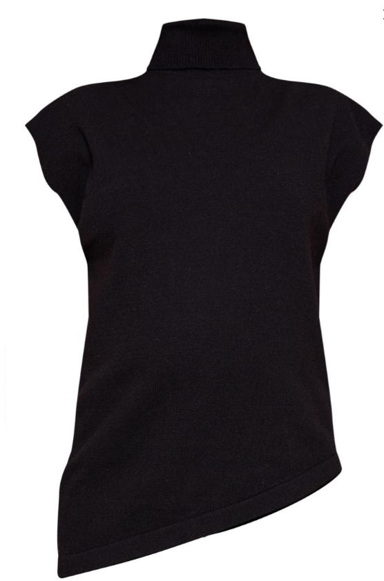 Maternity Black Knit Roll Neck Sleeveless Asymmetric Hem Top