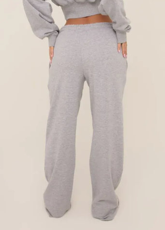Drawstring Waist Straight Leg Joggers In Grey