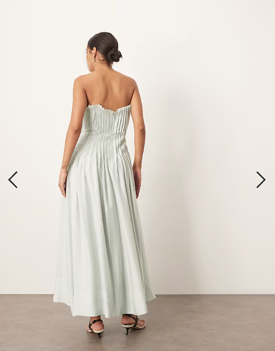ARRANGE pintuck organdy dropped waist bandeau midi dress in light blue