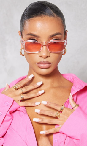 Baby Pink Rectangular Sqaure Frame Sunglasses | Accessories