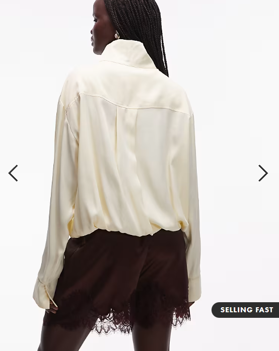 ASOS DESIGN satin lace trim drawstring waist short in brown