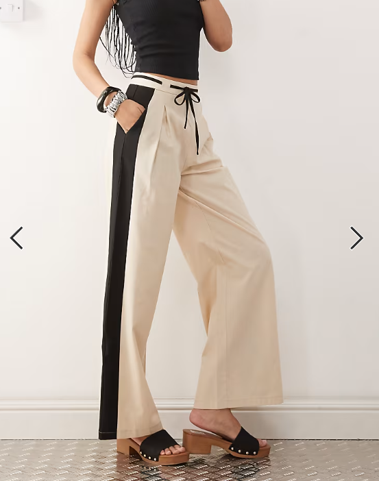Reclaimed Vintage linen blend trouser with side stripe detail