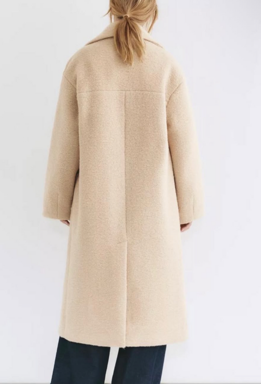 Pull&bear long boucle coat in beige