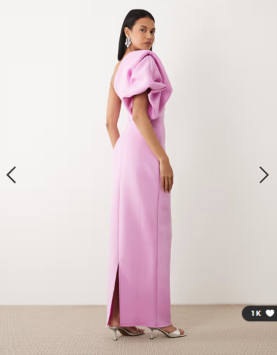 ASOS DESIGN scrunch one shoulder maxi dress in lilac scuba-style fabric
