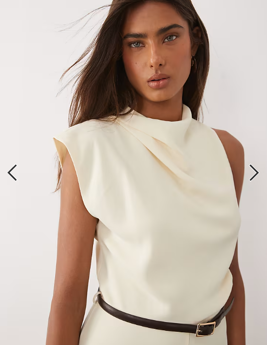 Mango sleeveless asymmetric tailored jumpsuit in cream