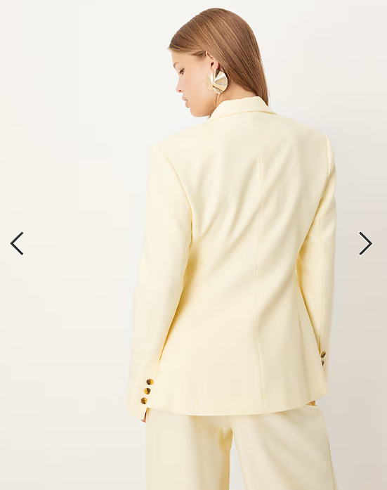 ASOS DESIGN tailored nipped waist blazer with cutaway hem in buttermilk