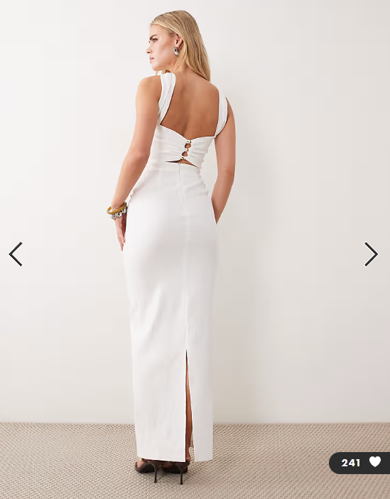 Vesper - petite bengaline bandeau choker detail back trim maxi dress in white