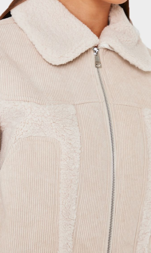 Plt - Cream Corduroy Borg Jacket