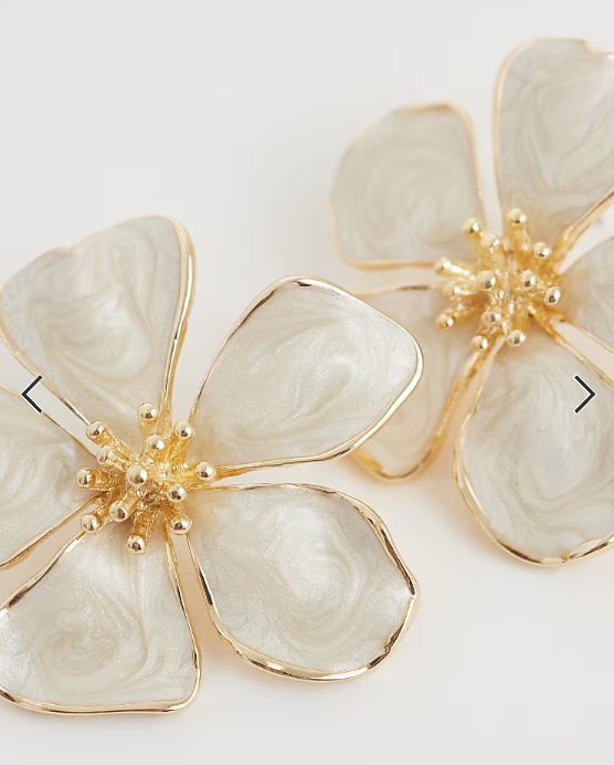 Accessorize enamel flower earrings in white