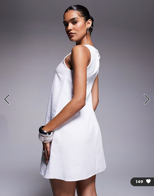 Fashionkilla exclusive linen look smock mini dress in white