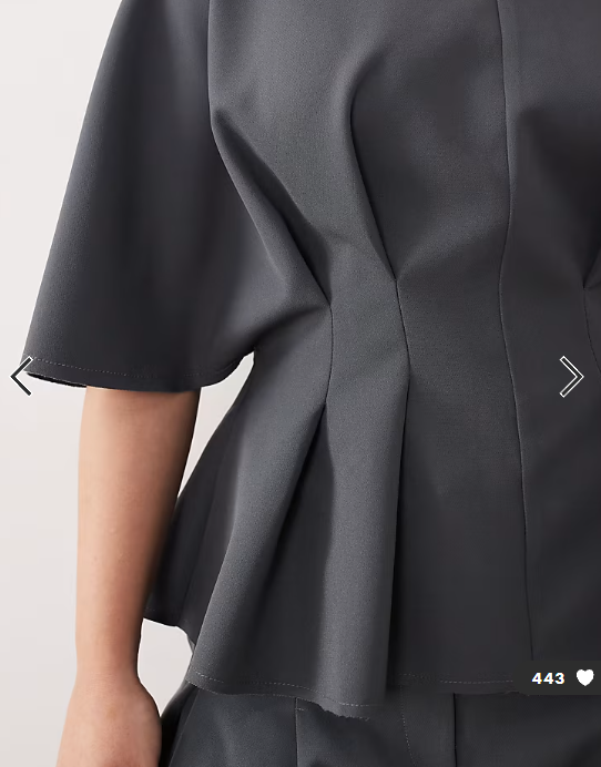 ARRANGE Curve pleated waist short sleeve top in charcoal