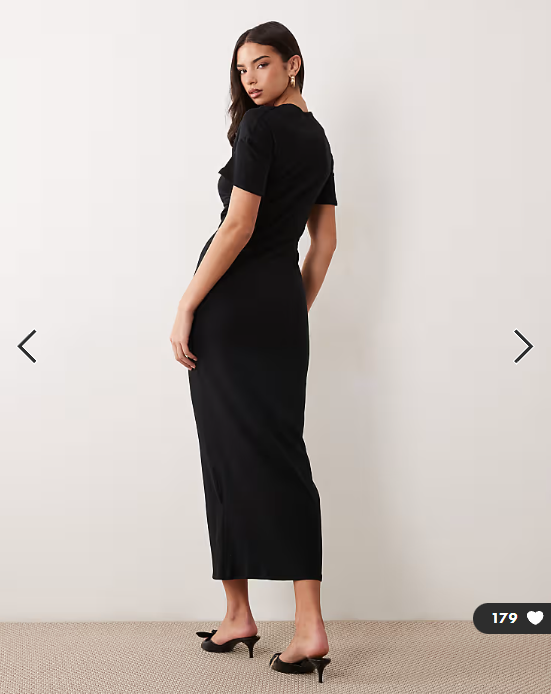 ASOS DESIGN ruched v neck midi dress in black