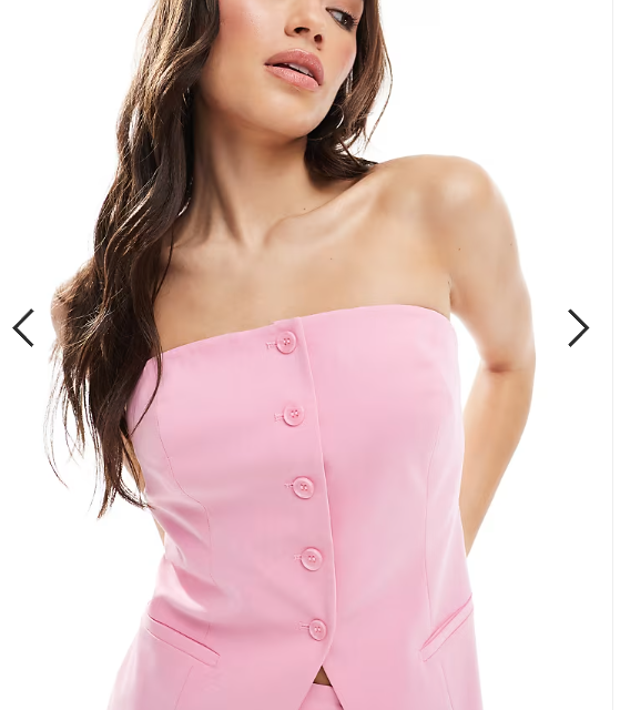 ASOS DESIGN tailored bandeau top in pink co ord