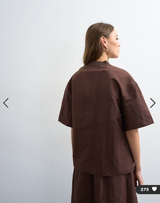 Topshop structured woven tee in chocolate