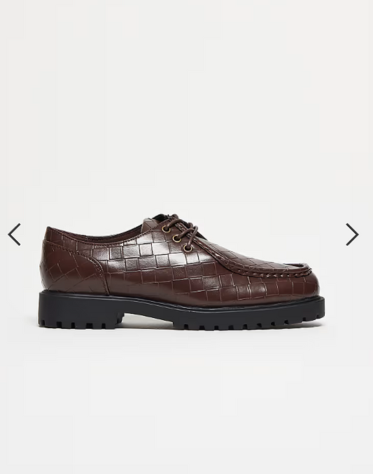 ASOS DESIGN apron lace up shoes in brown weave
