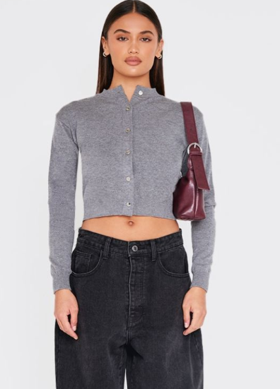 Plt - Charcoal Basic Knit Cropped Cardigan