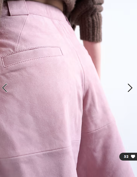 Topshop premium real suede longline shorts in pink