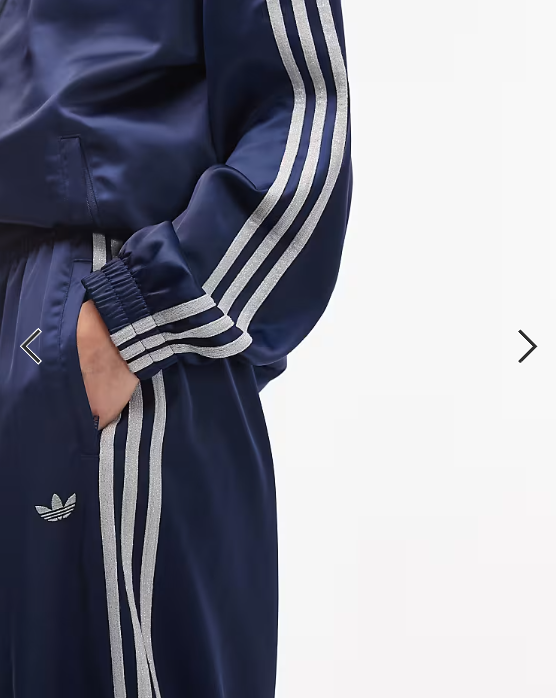 Adidas originals - satin wide leg disco track pants in navy and glitter