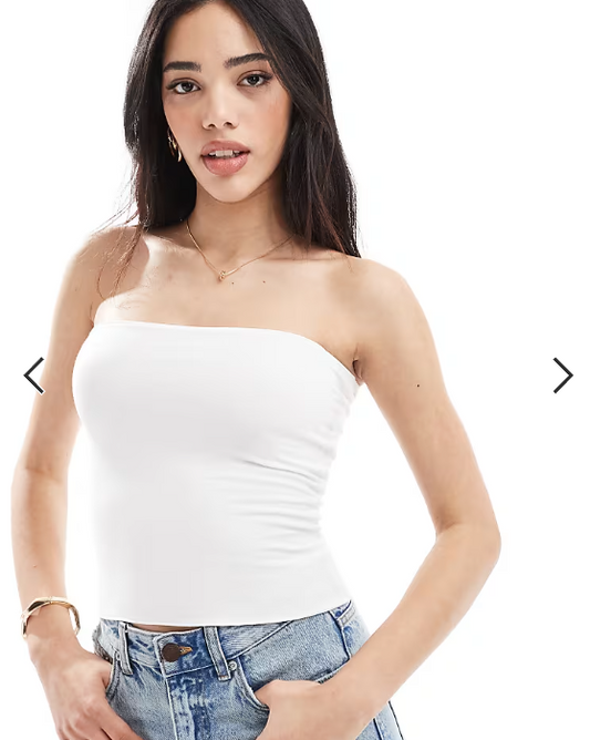 Hollister reversible foldover tube top in white