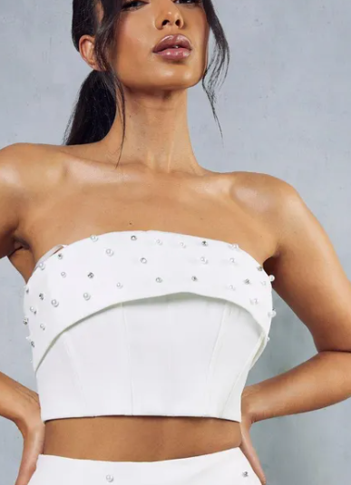 Pearl Embellished Corset Top