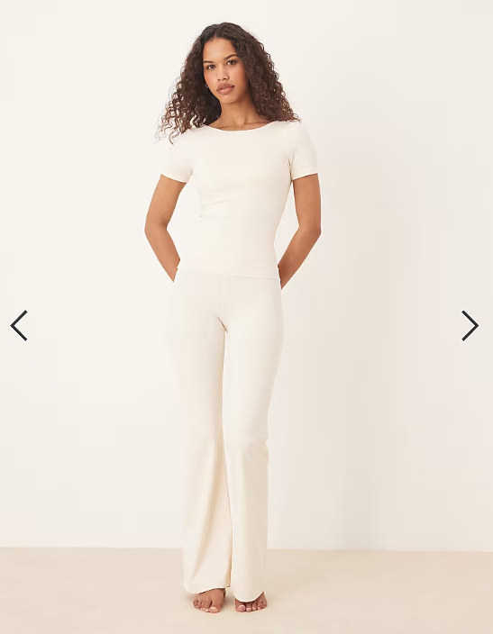 TALA DayFlex built-in support twist back full length t-shirt in buttermilk