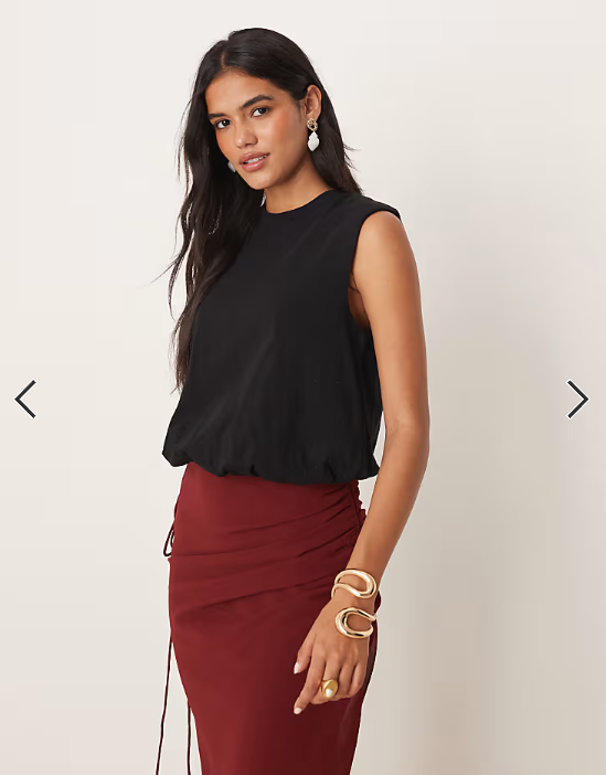 Mango sleeveless bubble hem top in black