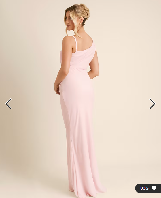 Six Stories Bridesmaid crepe asymmetric cowl neck maxi dress in light pink