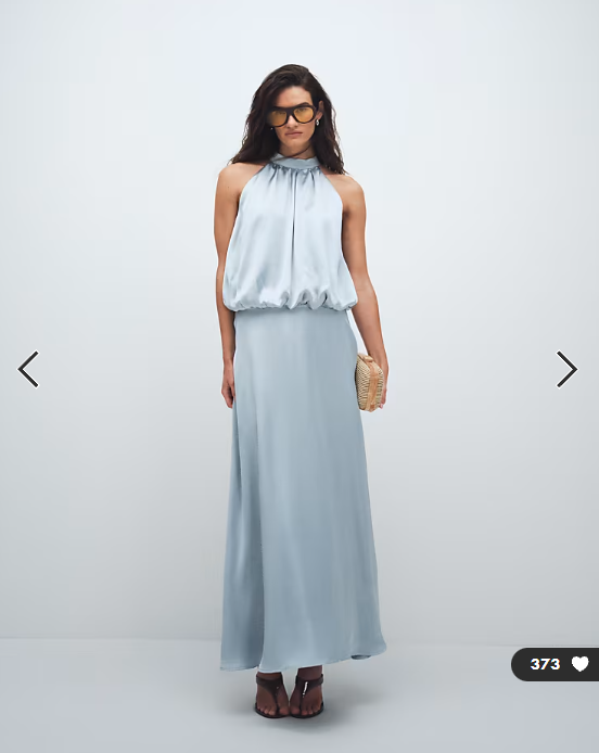 Gina Tricot satin halterneck maxi dress in light blue