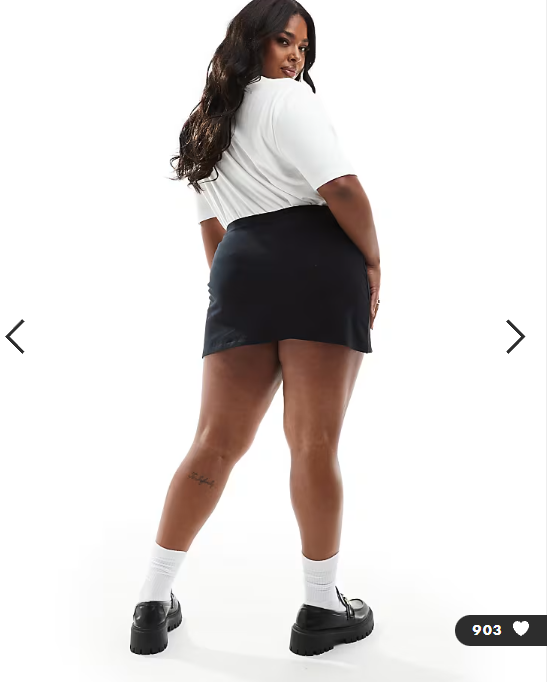 ASOS DESIGN Curve tennis skort in black