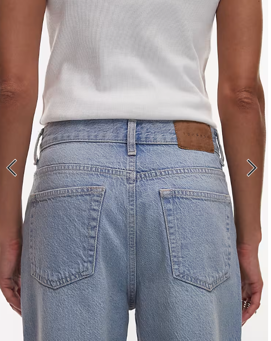 Topshop mid rise loose fit straight leg jeans in bleach