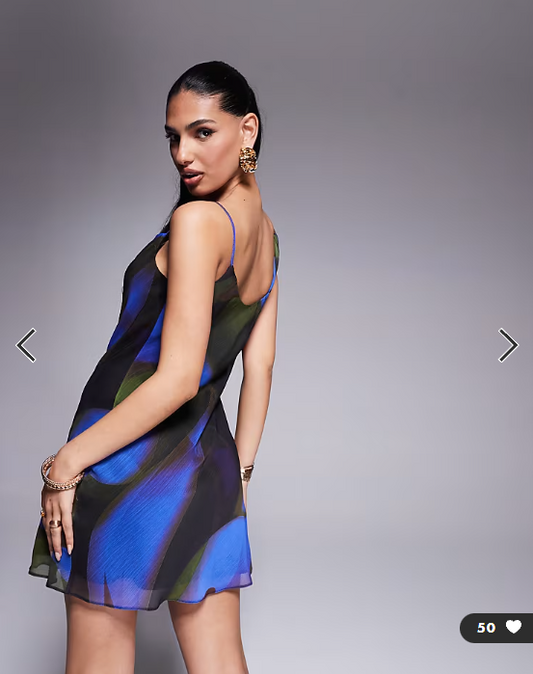 ASOS DESIGN cami chiffon mini dress in blue floral print