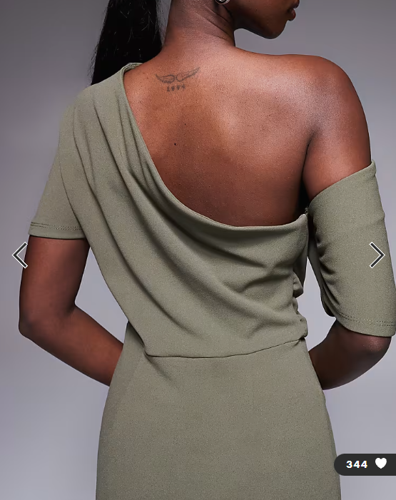 ASOS DESIGN pleated shoulder pencil midi dress in khaki