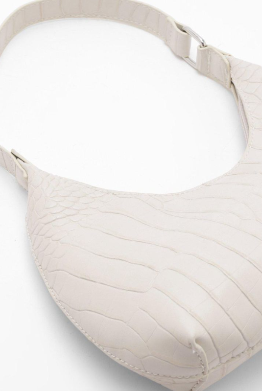 Boohoo Croc Rounded Shoulder Bag - cream