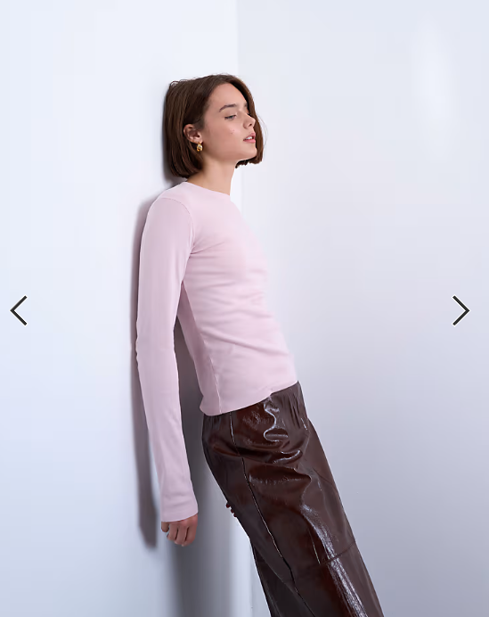 Topshop long sleeve everyday tee in light pink