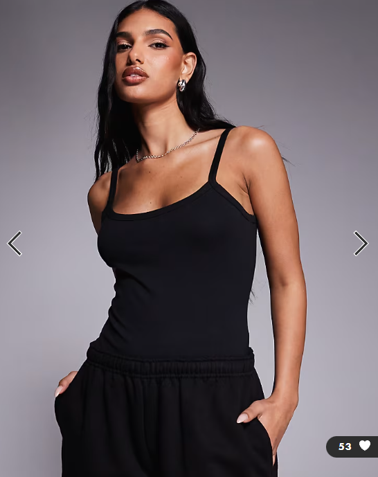 Kaiia exclusive scoop neck strappy cami bodysuit co-ord in black