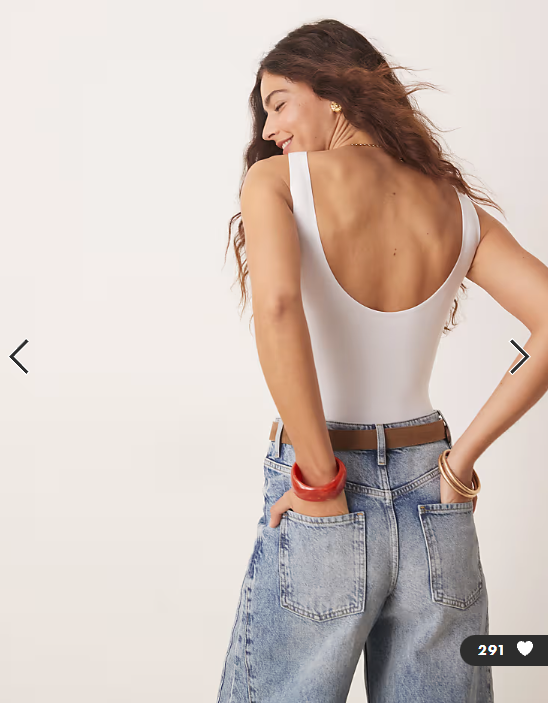 Abercrombie & Fitch sleeveless boat neck open back bodysuit in white
