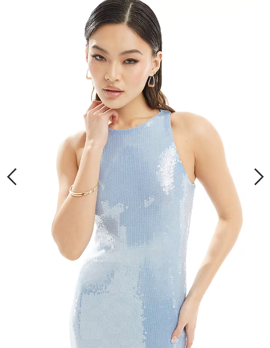 Rare London sequin racerneck maxi dress in baby blue