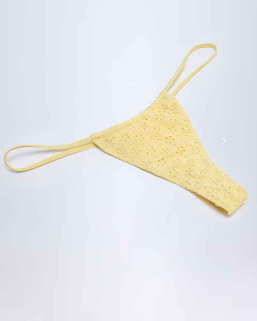 OhPolly - Broderie Anglaise Drawstring Bikini Bottoms in Lemon Yellow