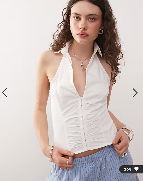 COLLUSION halter neck shirt top in white