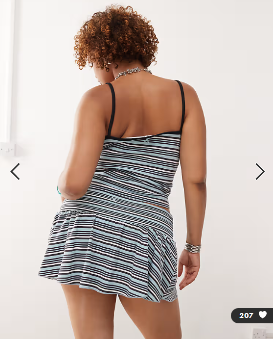 COLLUSION Plus mini stripe ruffle skirt in multi