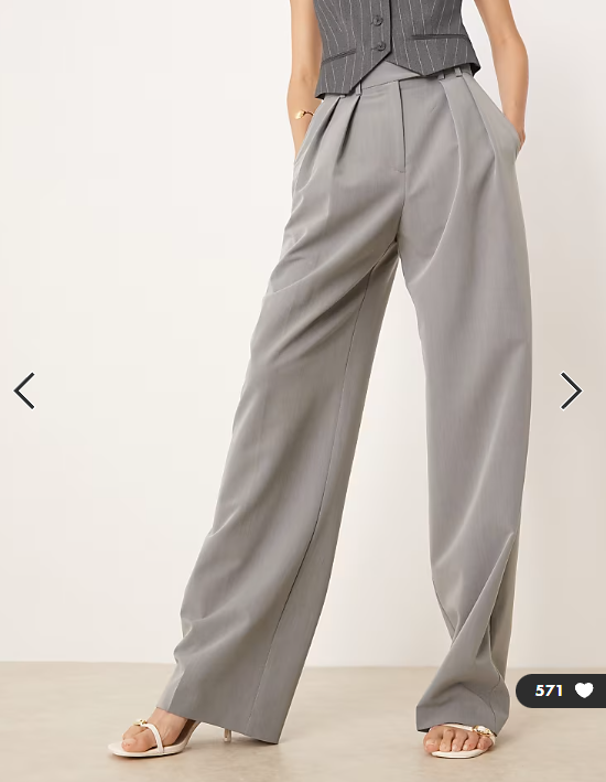 ASOS DESIGN Tall tailored wide leg trousers with pleat detail in grey