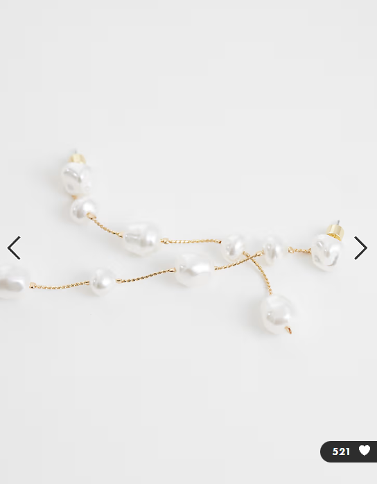 ASOS DESIGN pendant earring with faux freshwater drops in gold tone