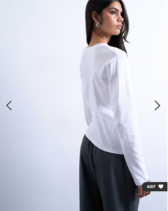 Topshop long sleeve everyday tee in white