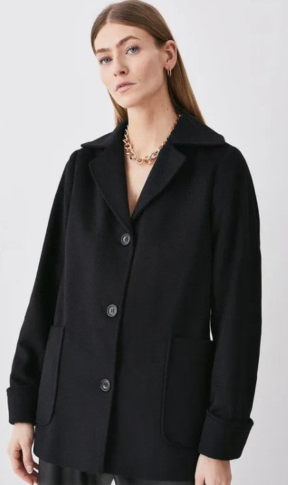 Italian Manteco Wool Textured Single Breasted Short Coat