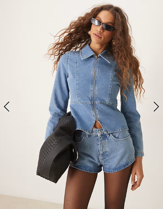 ASOS DESIGN fitted denim jacket in mid blue